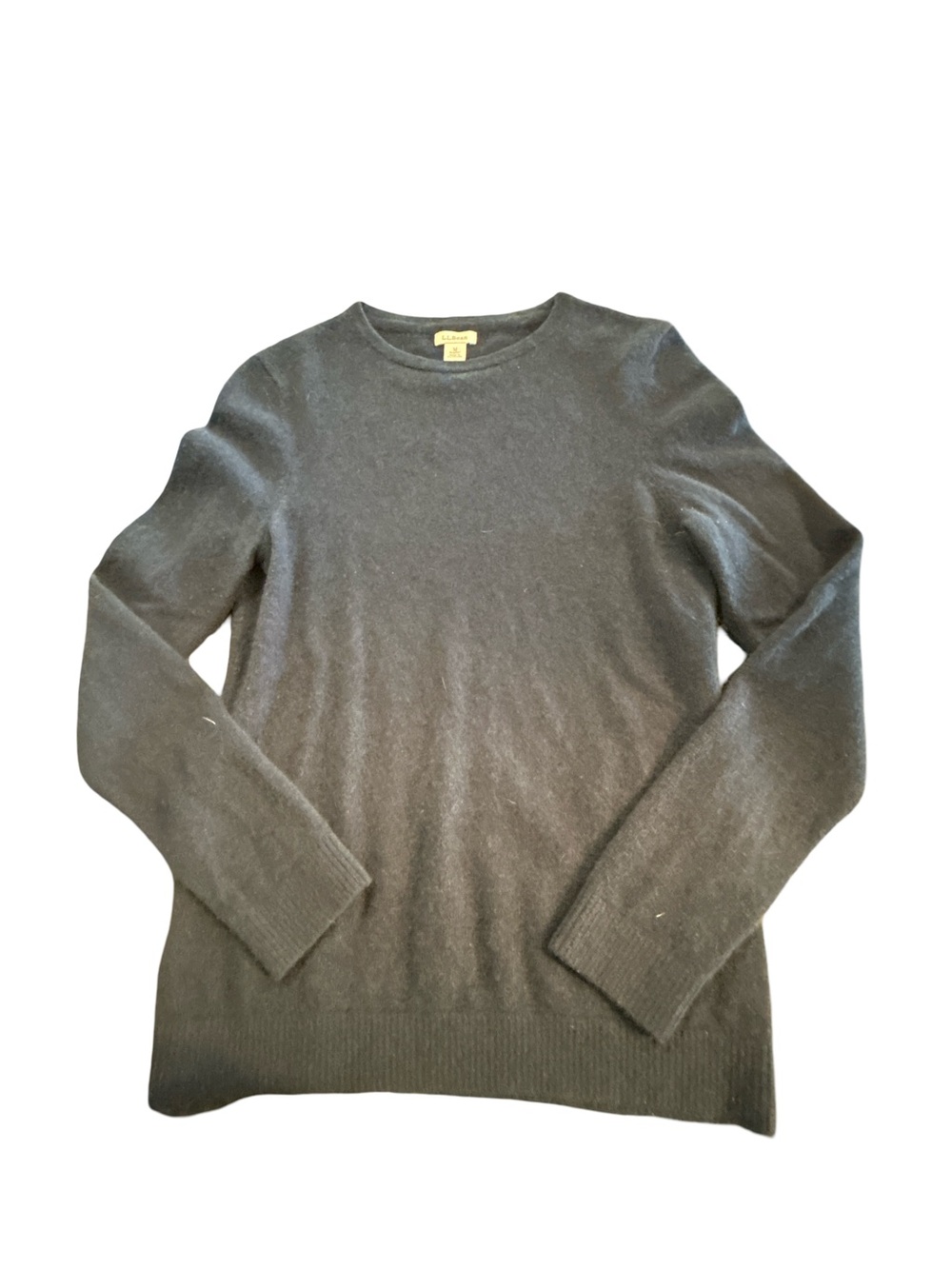 LL Bean 100% Cashmere Navy Blue Cozy Crewneck Knit Sweater Luxury Minimal Size M